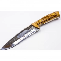 Нож Сафари-2, Кизляр СТО, сталь 65х13, резной купить в Челябинске